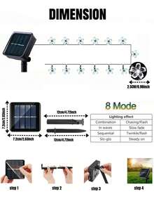 20/50/100 LED 太阳能灯串 - 户外太阳能灯串，适用于花园和庭院围栏、圣诞树装饰、8 种照明模式、IP65 防水、具有童话般的照明环境 - 防风、节能、易于安装，适用于婚礼、派对、家庭、草坪、万圣节、圣诞节和节日装饰（暖白/白色/彩色/紫色）