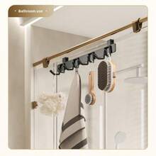 1pc Cabinet/Door Hanging Hook, Magnetic Hook Holder, No Drilling Required, Black/White, Metal Iron, Kitchen Cookware Utensil Organizer (Spoon, Spatula Hanger), All Season