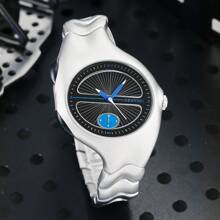 Y2K 男士不对称复古时尚石英表，独特的小众扭曲设计适合日常生活和节日礼物