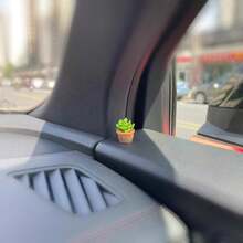 Wyuoot Mini Car Ornament, Mini Succulent Dashboard Decor, Desktop Miniature Pottery Planter For Car Interior Decoration (Succulent) - đen - Xem 5