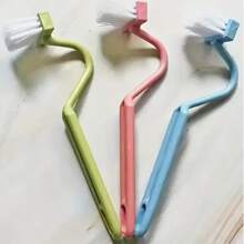 1pc V-Shaped Toilet Brush: V-Shaped Toilet Brush, Small Toilet Brush, No-Dead-Angle Cleaning Brush, Household Bathroom Toilet Cleaning Tool, Rotatable Toilet Bend, Wall-Mounted (Random Color)