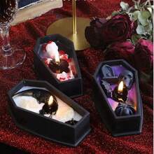 10 英寸万圣节棺材蜡烛 - 手工制作的鬼棍蜡滴蜡烛，大豆蜡芯，适用于万圣节装饰、圣诞派对、秋季家居装饰、幽灵房间装饰