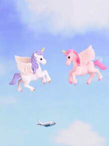 4pcs/Set Colorful PVC Unicorn Cute Model, Cartoon Character & Succulent Plant Decoration, Party Supplies, Party Gifts