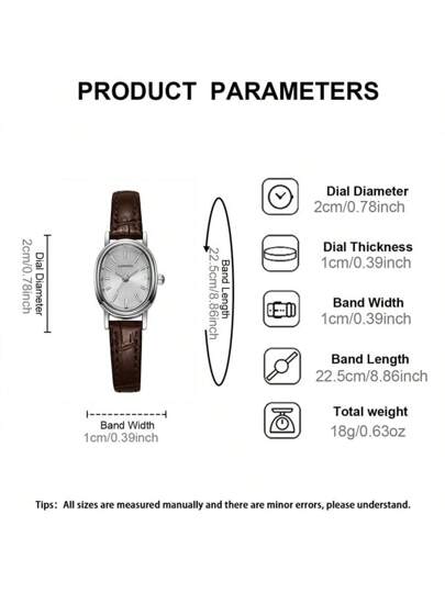 LI Piece Vintage, Elegante Oval Case, PU Belt Watch, Elegant, Delicate, Lovely Small Dial Rhinestone Perfect Everyday Wear, Birthday s, Parties, Holiday Gatherings, As The Ideal Yourself Or Friends No Box view 6