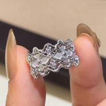 1pc Brushed Lace Rings, Zirconia, Delicate Jewelry, Women's Sense Of Luxury
