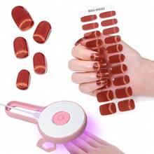 BETE 凝胶指甲贴套装，20 片凝胶指甲贴纸，半固化凝胶指甲贴，持久沙龙品质，包含 LED 灯、指甲锉、水晶棒，适用于在美甲练习期间保护天然指甲，月光辉彩适合女性和女孩的日常聚会 - 彩色 - 查看 5