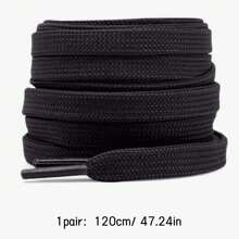 1pair Solid Color Double-Layered Versatile Shoelaces For Sneakers, Flat Shoes And White Shoes