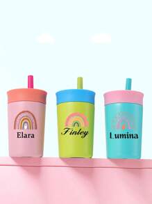 1pc Custom Back To School Water Bottle, Custom Coffee Cup, Reusable Stainless Steel Water Bottle, Customizable Name And Personalized Text, With Flexible Straw, 12 Oz, Must-Have For Back To School Season, Great For Travel And Picnics,