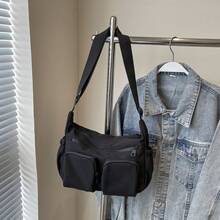 Túi đeo chéo nữ nhiều ngăn bằng nylon mềm mại, dung tích lớn, đa năng, thích hợp cho mùa tựu trường, phong cách đường phố và Nhật Bản dành cho nữ, năm 2000. - màu đen - Xem 4