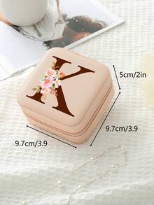 1pc Travel Jewelry Box,Monogram Gift Boxes,Bridesmaids Gifts Jewelry Case,Personalized Floral Jewelry Case,Travel Jewelry Box Wedding,Jewelry Box Necklace,Jewelry Box Earrings,Jewelry Box Mini,Travel Essentials Travel Accessories Travel Bag For Vacation Holiday Back To School School Stuff Jewellery Box Jewelry Organizer - Multicolor - View 7