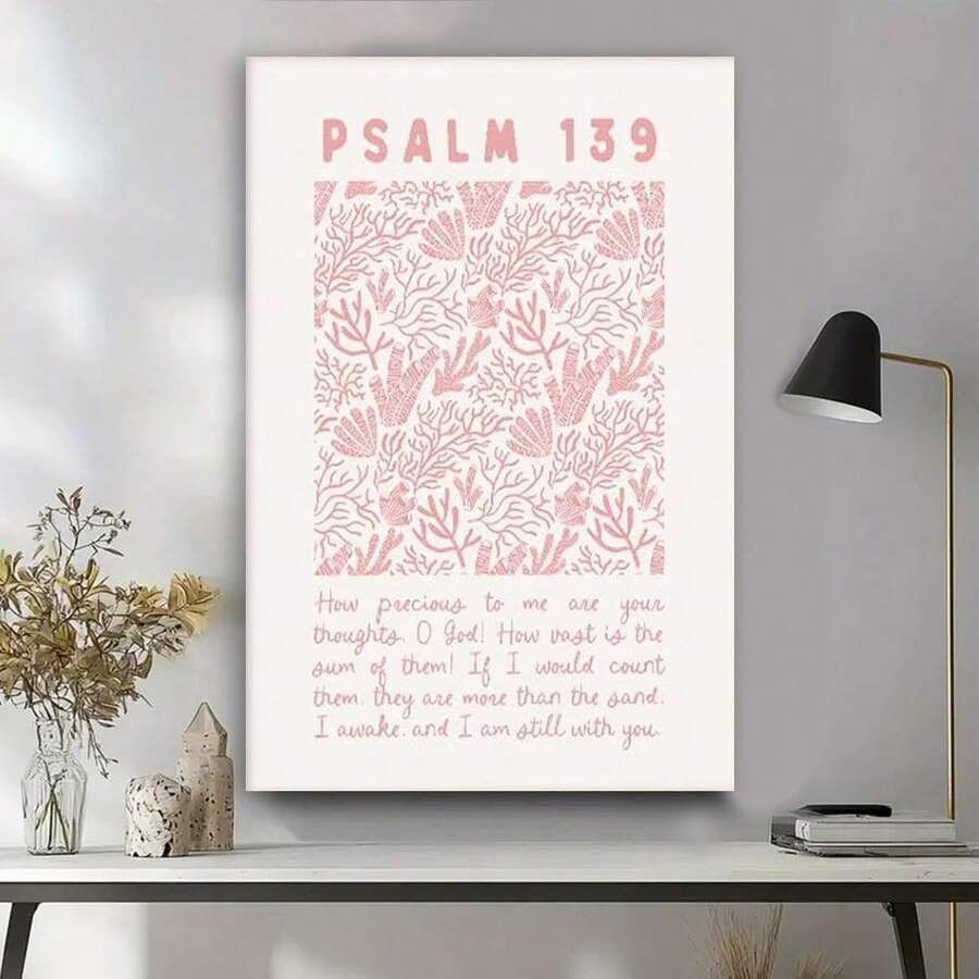 [ 2D,Framed ]Pink Christian Wall Art Bible Verse Canvas Poster Floral Wall Decor Religious Pictures Girls Room Prints Scripture Poster Bundle Bow Artwork  Preppy For Bedroom - Đã đóng khung - Xem 1