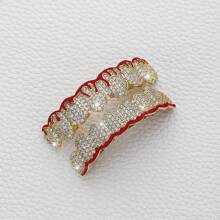 Joyería dental de hip hop unisex, Grillz de dientes con baño en oro de 14K y circonitas cúbicas, Dientes brillantes para raperos - Joyería dental de moda. - Ver 3