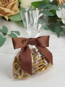 10pcs Pink Bow Decor For Holiday Party, Candy Packaging Bags, DIY Decoration, Gift Wrapping - 10pcs Brown - View 5