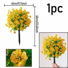 NKEN 1 buchet artificial cu violete, cu țepi de pământ (opțiuni multicolore), mătase artificială cu violet și verdeață, aspect real, plantă simulată pentru verandă, casă, terasă interioară, balcon, curte, aranjament floral introdus în pământ.