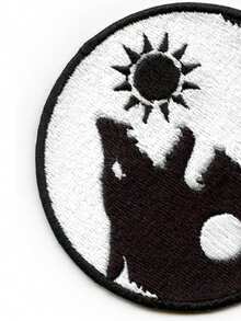 1PC Wolf Yin Yang Symbol Patch Chinese Culture Embroidered Iron On - Multicolor - View 4