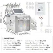 HanTai 7 In 1 Hydrogen Oxygen Facial Machine, Professional Hydrafacial Machine For Spa, Hydro Facial Cleansing Rejuvenation Machine With 7-Inch LCD Screen, 6 Skincare Probes, 7-Color Light Beauty Mask - Xem 4