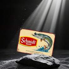 [1pc Schmidt Beer Vintage Sign] Schmidt Beer 1pc Vintage Metal Metal Tin Sign 12"X8" | UV Printed Retro Wall Art With Leaping Fish Design, Rustic Indoor/Outdoor Decor For Home, Bar, Cafe, Office | Durable Weather-Resistant, No Electricity Needed, Metal Wall Decor, Cafe Decoration, Weatherresistant Sign - Vintage - View 7