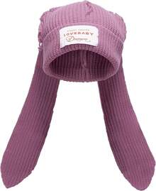 Knit Hats Cute Bunny Long Ears Funny Hat Fluffy Winter Warm Knit Rabbit Crochet Skull Outdoor Slouchy Hathalloween - 紫色 - 查看 1
