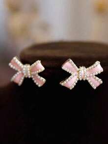 3pcs Of Exquisite Faux Pearl Bow Necklace And Earrings, Specially Designed For Women, Ideal Gift For Girlfriend On Valentine's Day - 彩色 - 查看 14