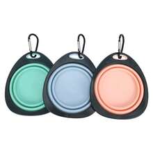 Zusammenklappbarer Reise-Napf für Haustiere, 2-in-1 Silikon Futter- und Wasserschale für Hunde/Katzen, auslaufsicheres faltbares Design mit Karabinerhaken, tragbare Outdoor Fütterungsschale für Wandern/Camping/Roadtrips, perfektes Geschenk für Abenteurer/Reisende, großartig für den Tag des Nationalen Haustiers & Sommerurlaube