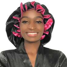 Gorros de satén con borde atado de doble capa, gorro para dormir de colores a juego, 1 ud. - Amarillo - Ver 1