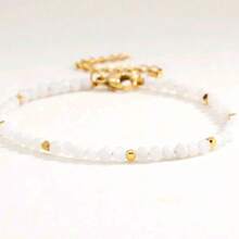 [Luxurious INS Style] Natural Stone Beaded Bracelet For Women, 5A Grade Faceted Multi-Treasure Beads Including Amazonite, Moonstone, Amethyst, Adjustable Slide Clasp, Sophisticated & Niche Stackable Daily Wear, Gift For All Seasons