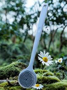 硅胶长柄背刷，用于沐浴和按摩，蓝色/灰色/粉色身体磨砂膏，非常适合淋浴和返校，是去角质和放松的理想选择