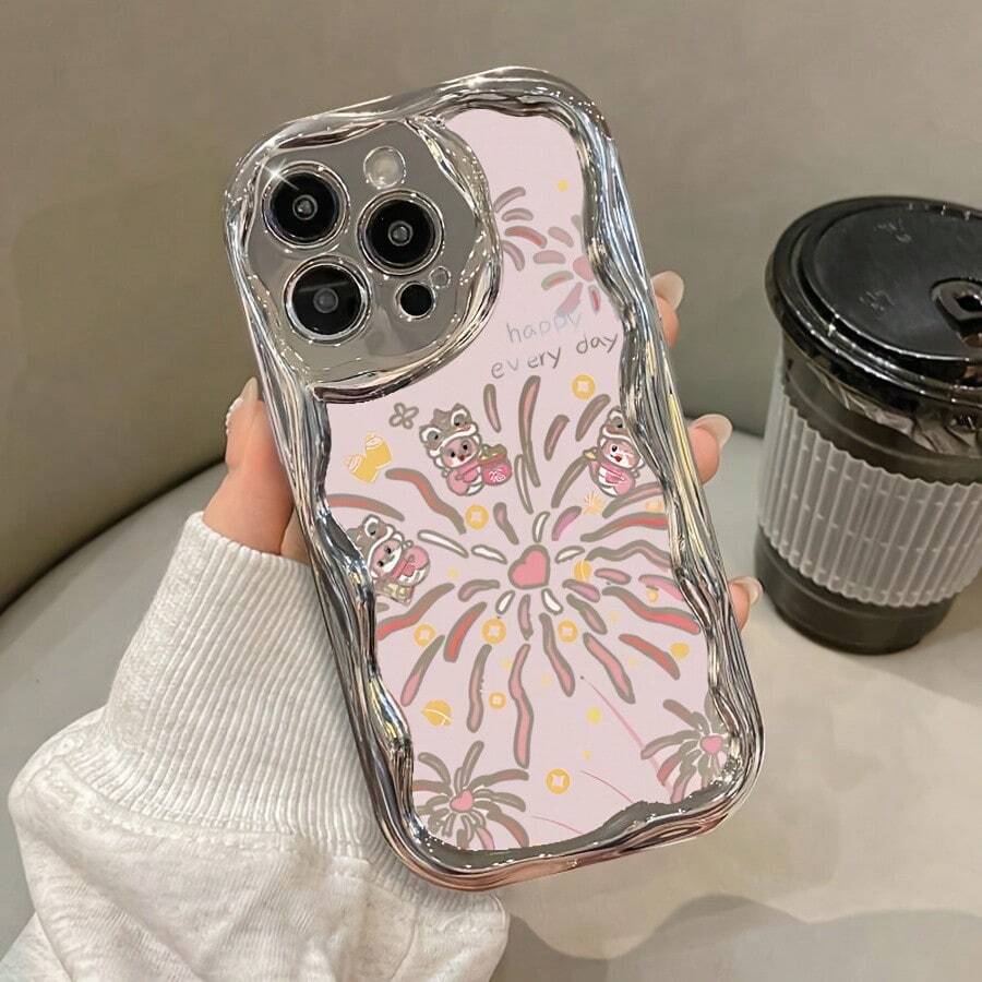 Fundas para celular 11, 12, 13, 14, 15, 16 Plus, Pro, Promax, XSMAX, XS/X. Diseño ondulado electrochapado. Alta gama, calidad superior. - Blanco - Ver 1