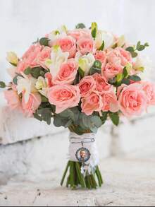 1件定制新娘捧花吊坠，花束照片吊坠，婚礼纪念品，纪念胸针，婚礼纪念礼物，新娘婚礼当天送给新郎的个性化礼物，定制照片胸花翻领别针，金色新郎纪念照片翻领别针，彩色，趣味，可爱，千禧年风格，时尚，男女皆宜，休闲，定制，个性化，独特，专属定制，送给他的理想礼物，送给她的理想礼物，定制婚礼配饰，复古装扮，精致浪漫，秋季装饰，新年魅力，永恒的爱 - 銀色 - 查看 19