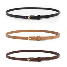 3 pezzi/1 pezzo/5 pezzi Cintura in metallo a forma di U, con fibbia sottile alla moda, in PU casual, decorazione con fibbia a perno per vestiti, maglioni, cappotti