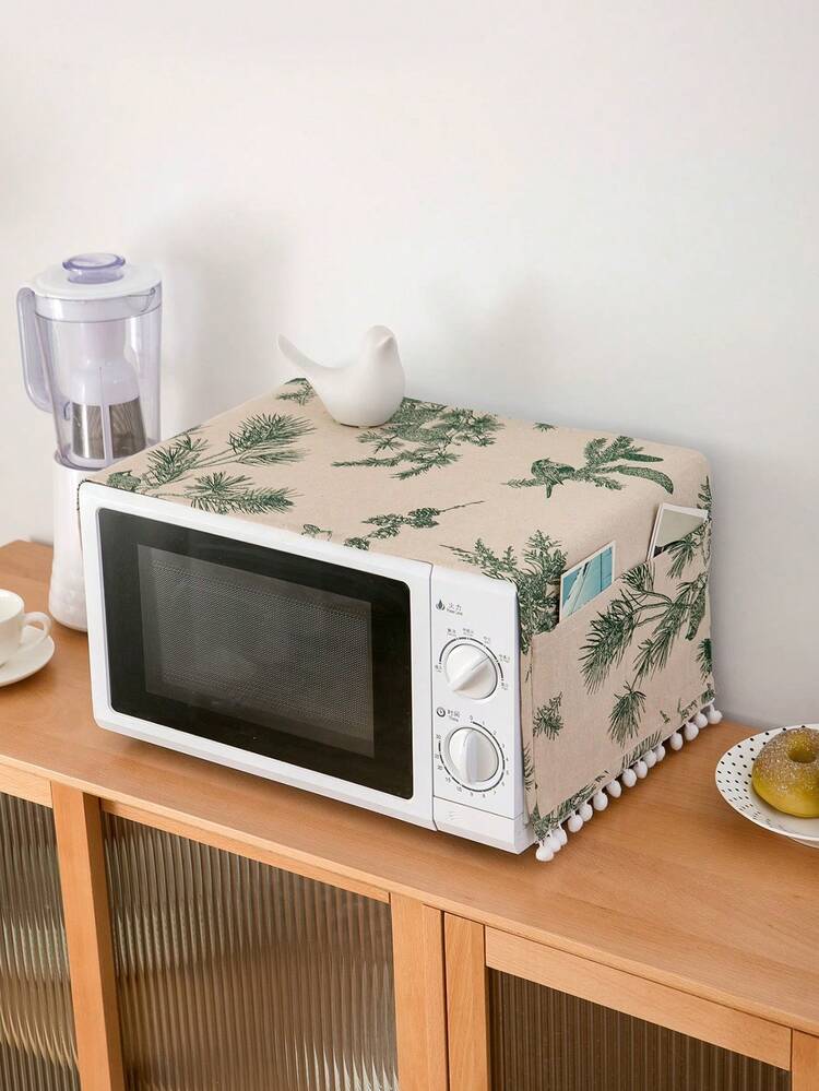 1 件装花卉印花微波炉罩，乡村风格家居厨房装饰 - 彩色 - 查看 1