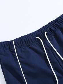Men's Summer Loose Straight Color Block Patchwork Casual Pants
