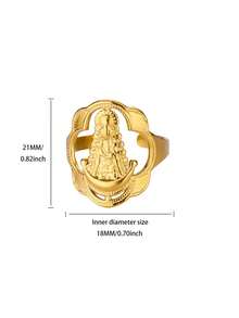 1 pièce Bague vintage de la Vierge Marie pour femmes, en acier inoxydable doré. Bague religieuse Jésus, cadeau pour une fête - 1 - Voir 9
