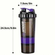 1pc Double Layer Shaker Cup, Plastic Shaker Bottle For Protein Powder Smoothie Shakes, With Mixing Ball, Compartment Design, Suitable For Gym Workout, Running - White - View 7