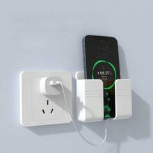 Mobile Phone Charging Stand, Wall-Mounted Storage Rack, Home Bedside Fixed Mobile Phone Charging Stand - White - View 2