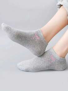 20 Pairs Solid Color Bowknot Breathable Ankle Socks - Multicolor - View 2
