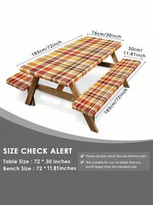 3 Piecesset Picnic Table Cover & Bench Covers - Pumpkin Sunflower Leaves Fall Maple Leaves Fitted Camping Tablecloth With Elastic Edges, Outdoor Waterproof Rectangle Table Cloth, 72x30Inch