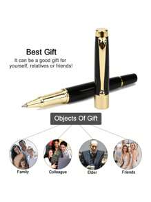 1 Luxury Ballpoint Pen Set, Free Laser Engraving, Best Ballpoint Pen Gift Set, Suitable For Men & Women, Professionals, Office, Groomsmen, Wedding Party, Graduation, Christmas, Refill 0.5mm (Black/Blue)
