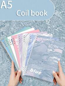 1/4件A5线圈笔记本，厚实，舒适，波纹图案，可爱A5线圈笔记本 - 彩色 - 查看 5