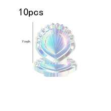 10 Pcs Mermaid Shell Holographic Theme Disposable Tableware Set With 9/7 Inch Plates 9oz Cups Napkins Iridescent Shell Shape Disposable Party Plates Birthday Plates For Birthday Parties Summer Beach Events - Multicolor - View 8