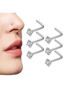 6件装 316L 钛钢鼻钉，女士鼻孔穿刺饰品，20g，镶嵌锆石，尺寸分别为 1.5mm、2.0mm、2.5mm 和 3mm - 鼻釘套裝 - 查看 17