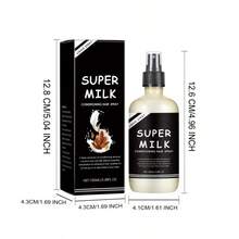Super Milk Conditioning Hair Primer,Spray acondicionador sin aclarado, Hidratación suave, Suavidad y brillo, Spray acondicionador Volumen fresco (2 piezas) - Negro - Ver 5
