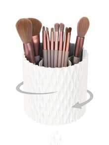 1pc 360 Degree Rotating Makeup Brush Holder, Eyeshadow Brush Stand And Eyebrow Pencil Holder, Stationery Pen Cup, Vanity Organizer Box, Home Vanity Decor, Office Desk Pen Cup And Beauty Tool Storage Box, Creative Cosmetic Storage Box, Vanity Accessories, Gift For Her - Multicolor - View 9