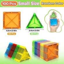 磁铁积木，40/64/100 块磁性积木，磁性游戏板 - 装扮游戏套装，STEM 教育建筑堆叠游戏和蒙特梭利学习玩具，适合 3 岁以上男孩和女孩的学龄前幼儿园玩具礼物，混合颜色 - 彩色 - 查看 18