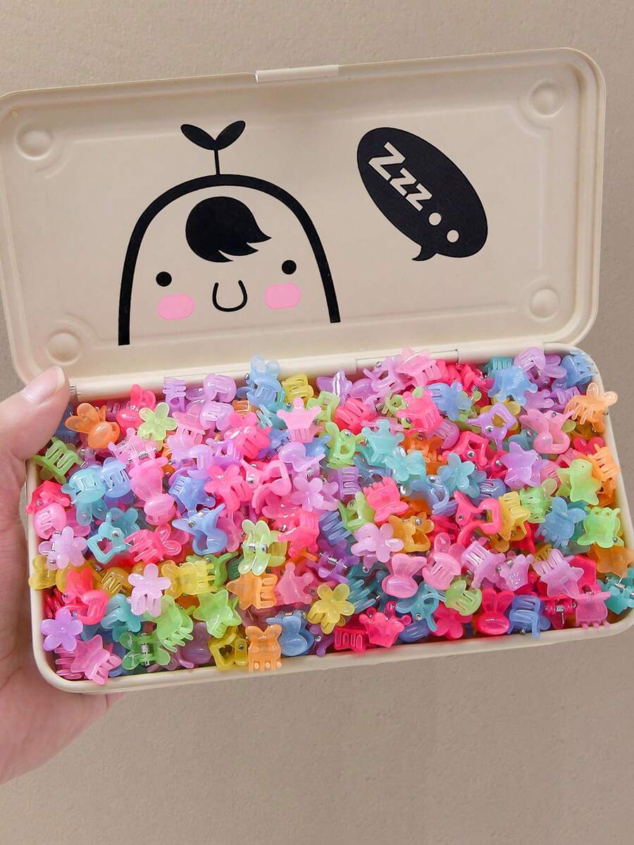 80 件/套女孩多色星星、皇冠、花朵、兔耳各种小公主发夹、刘海发夹、假发日常使用发饰优雅爪夹、学校用品、大学 - 彩色 - 查看 1