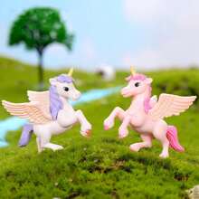 4pcs/Set Colorful PVC Unicorn Cute Model, Cartoon Character & Succulent Plant Decoration, Party Supplies, Party Gifts