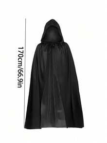 Neutral Hooded Cape Costume Party Cape 110cm, 140cm, 160cm, Female Crow Adult Masquerade Party Accessory Cape With Hood Neutral Hooded Cape Black Cape Long Robe Women And Men Role-Playing Costume Party (Black, Single-Layer Thin Style) - Multicolor - View 22