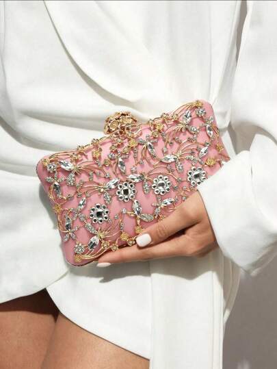 Party Handbag With Metal Handle Diamond Evening Clutch Bag Women Wedding Golden Clutch Purse Chain Shoulder Bag Small