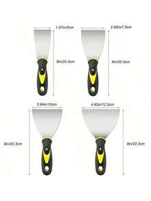 WORKPRO Wallpaper Scrapers 4-Piece, Stainless Steel Paint Scraper, Wall Scraper Set With Soft Handle, For Drywall Finishing, Plaster Scraping, Wallpaper, 38/76/100/150mm