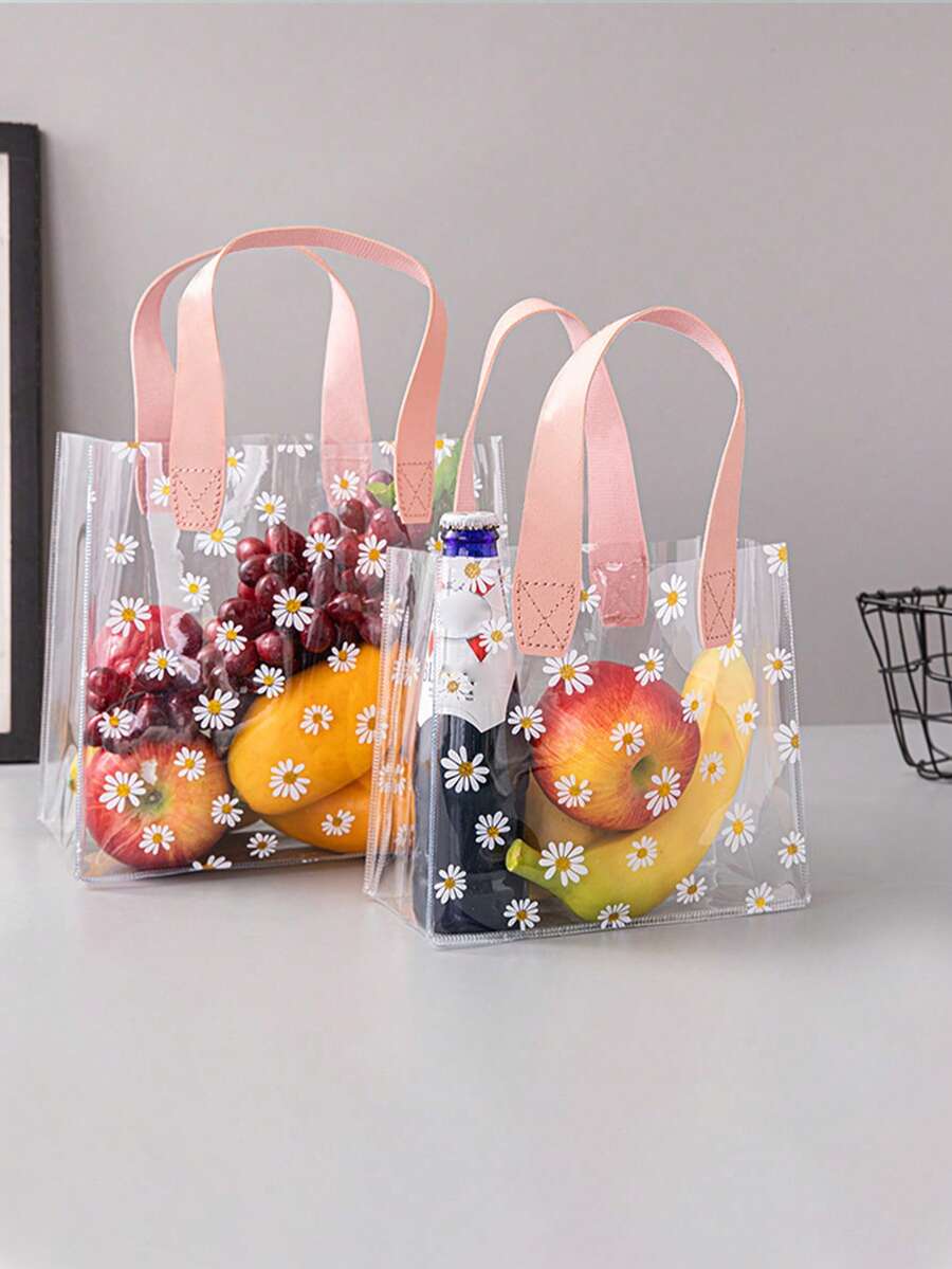 2 件/1 件厚透明 PVC 情人节礼品袋、圣诞礼物纪念品袋、婚礼回礼糖果盒手提袋、午餐袋 - 彩色 - 查看 1